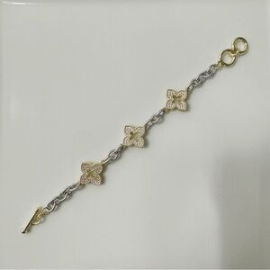 14K Gold Plated Cubic Zirconia Pave Crystal Clover Bracelet
